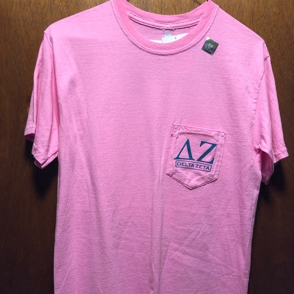 Pink and Blue Delta Zeta Pocket Tee - Picture 2 of 8
